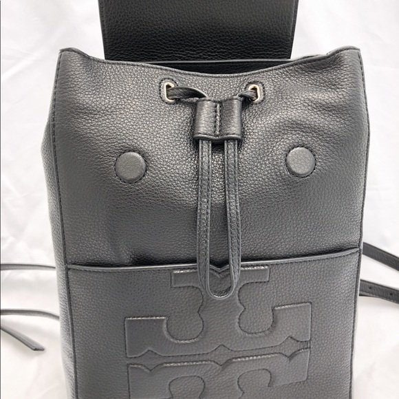 Tory Burch Bombe T Flap Leather Backpack Black - Picture 7 of 7